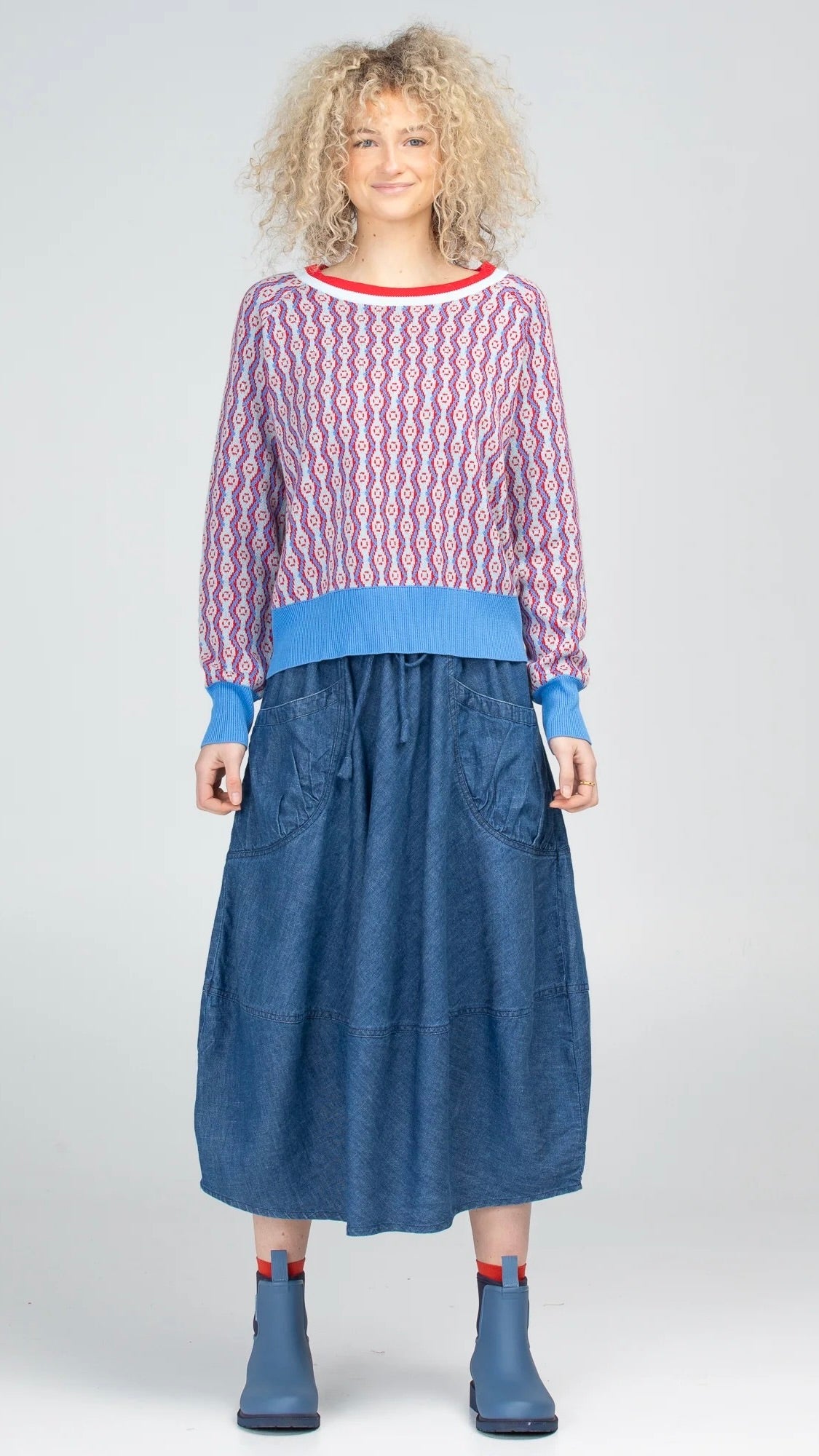 Guru Skirt Mid Wash Denim