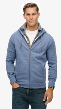Essential Logo Zip Hoodie HB Jeans Blue Marle