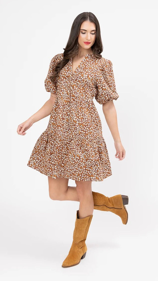 Reflective Mini Dress Caramel