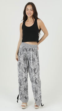 Koi Fish Printed Pants White Black