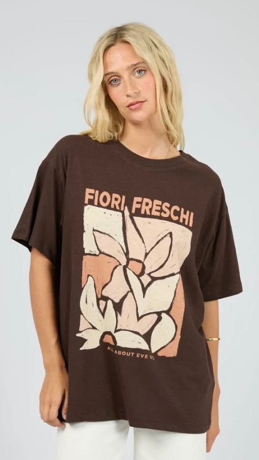 Fiori Freschi Relaxed Tee Brown