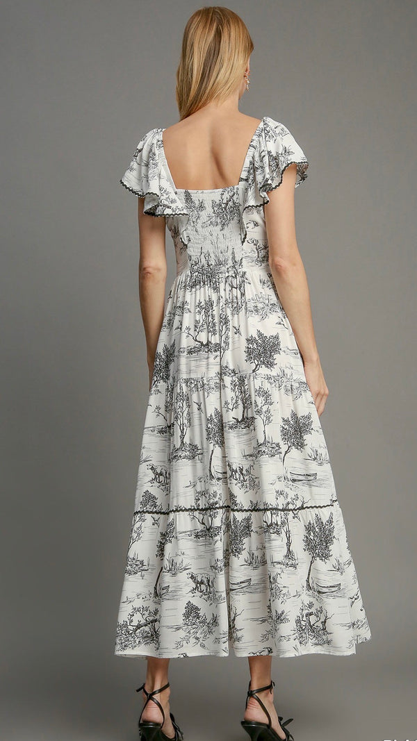 Leah Landscape Print Maxi Dress Black (Restock Oct25)