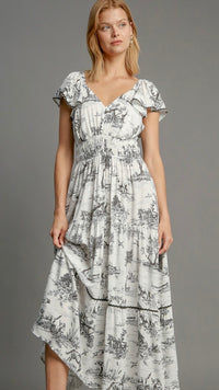 Leah Landscape Print Maxi Dress Black (Restock Oct25)