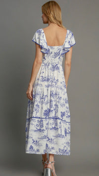 Leah Landscape Print Maxi Dress Blue (Restock Oct25)