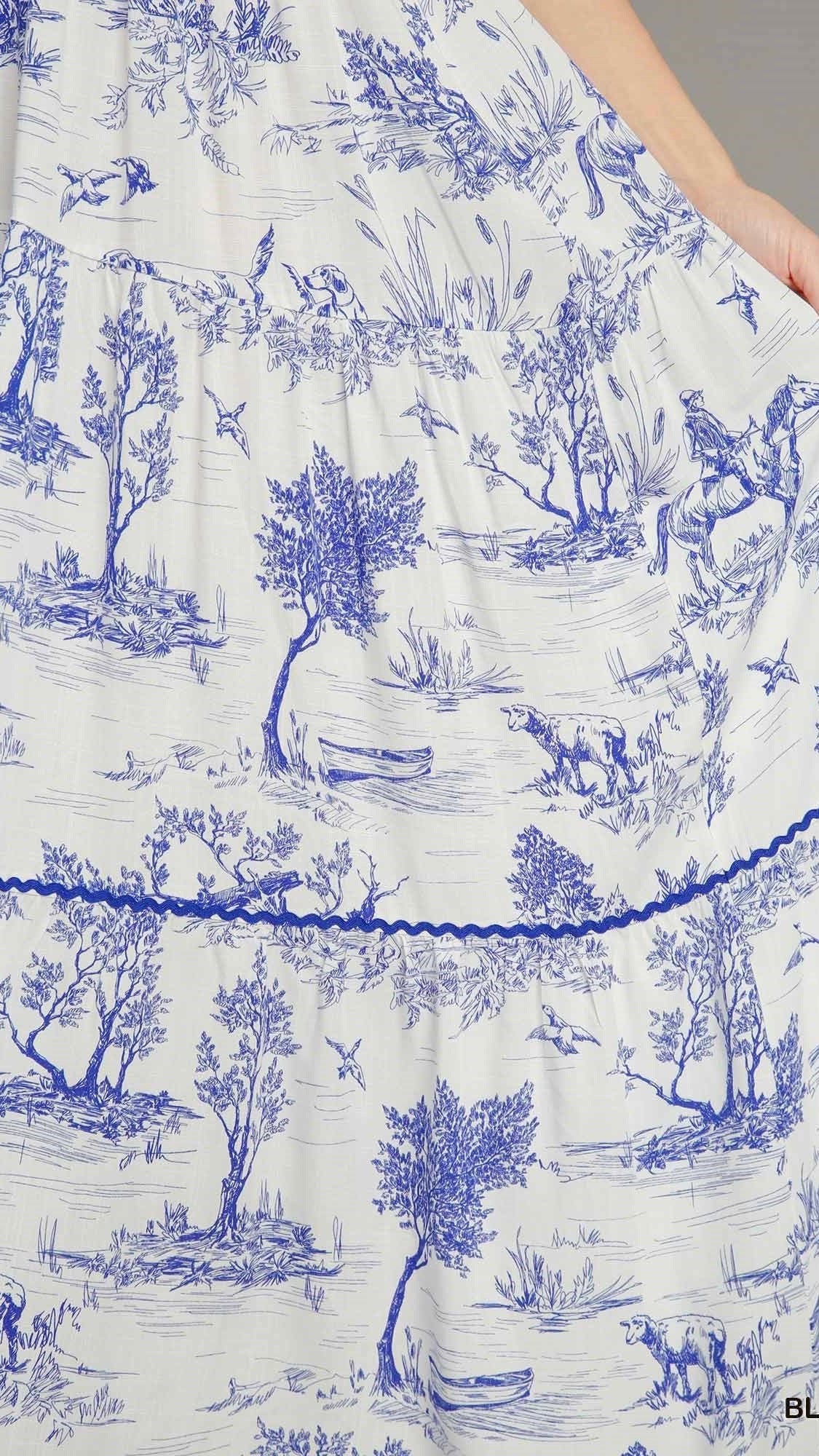 Leah Landscape Print Maxi Dress Blue (Restock Oct25)
