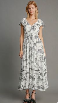 Leah Landscape Print Maxi Dress Black (Restock Oct25)