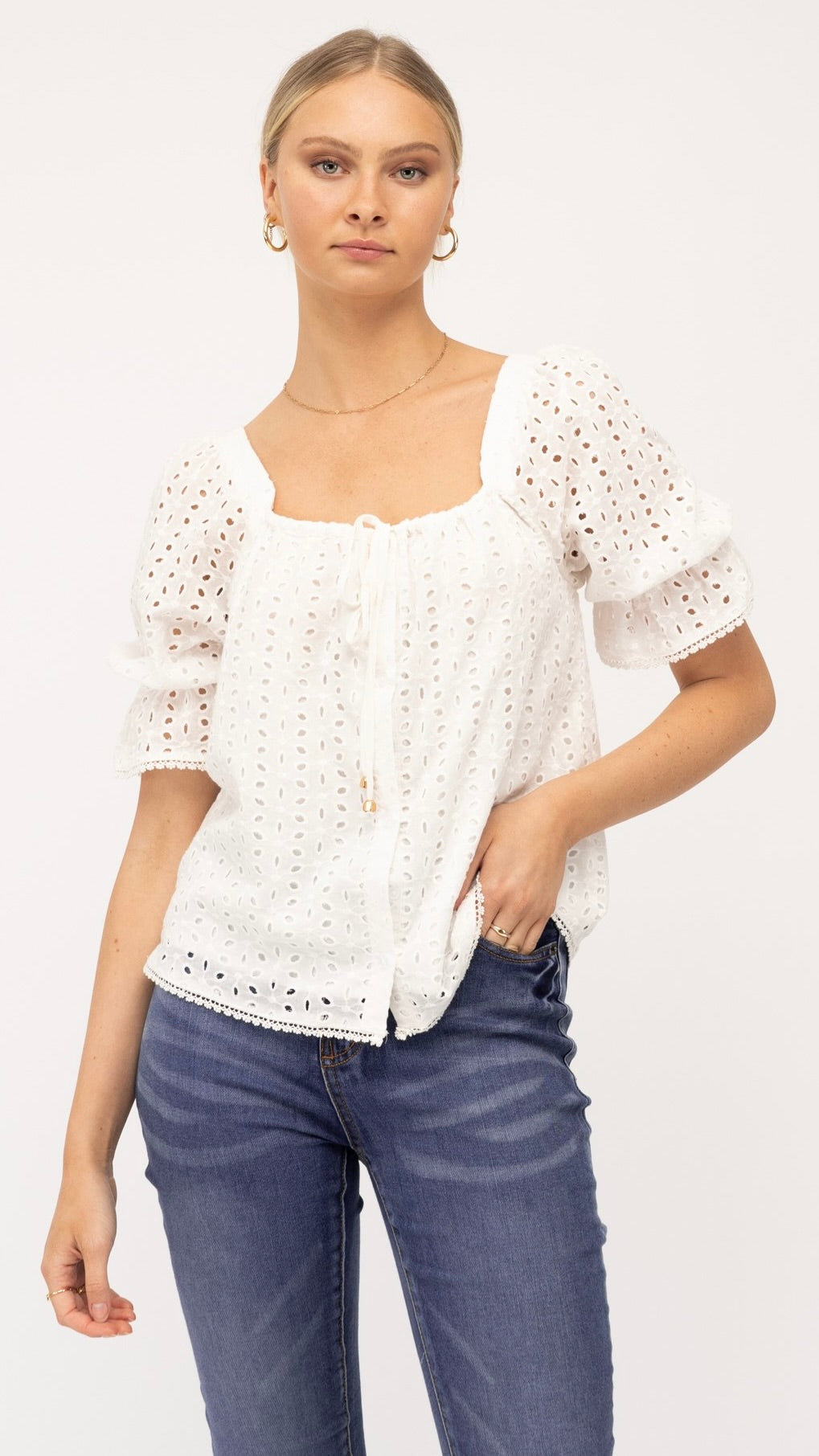 Embroidery Anglaise Crochet Top