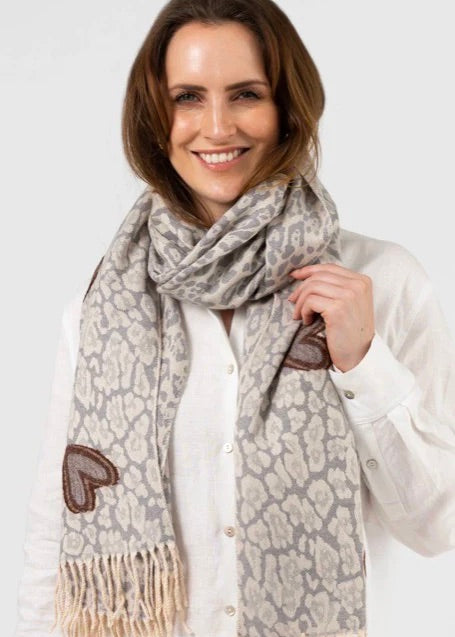 Grey Hearts Scarf