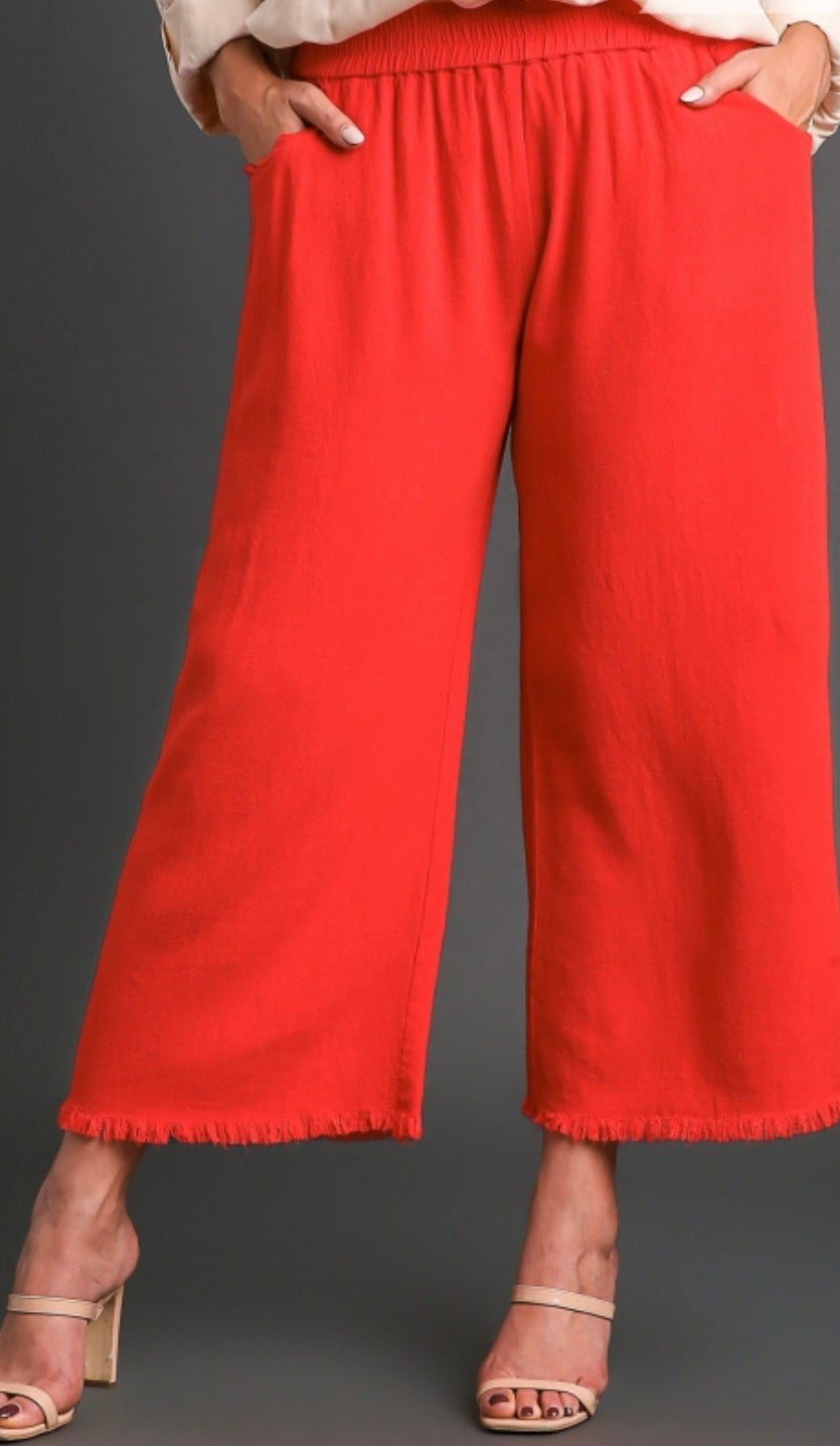 Villa Freyed Linen Pant Tomato
