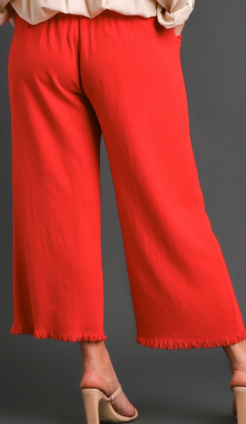 Villa Freyed Linen Pant Tomato
