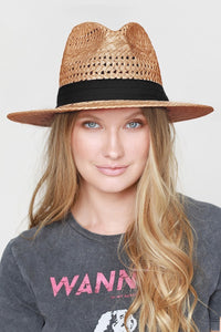 UBH048 Pattern Weave Straw Panama Tan