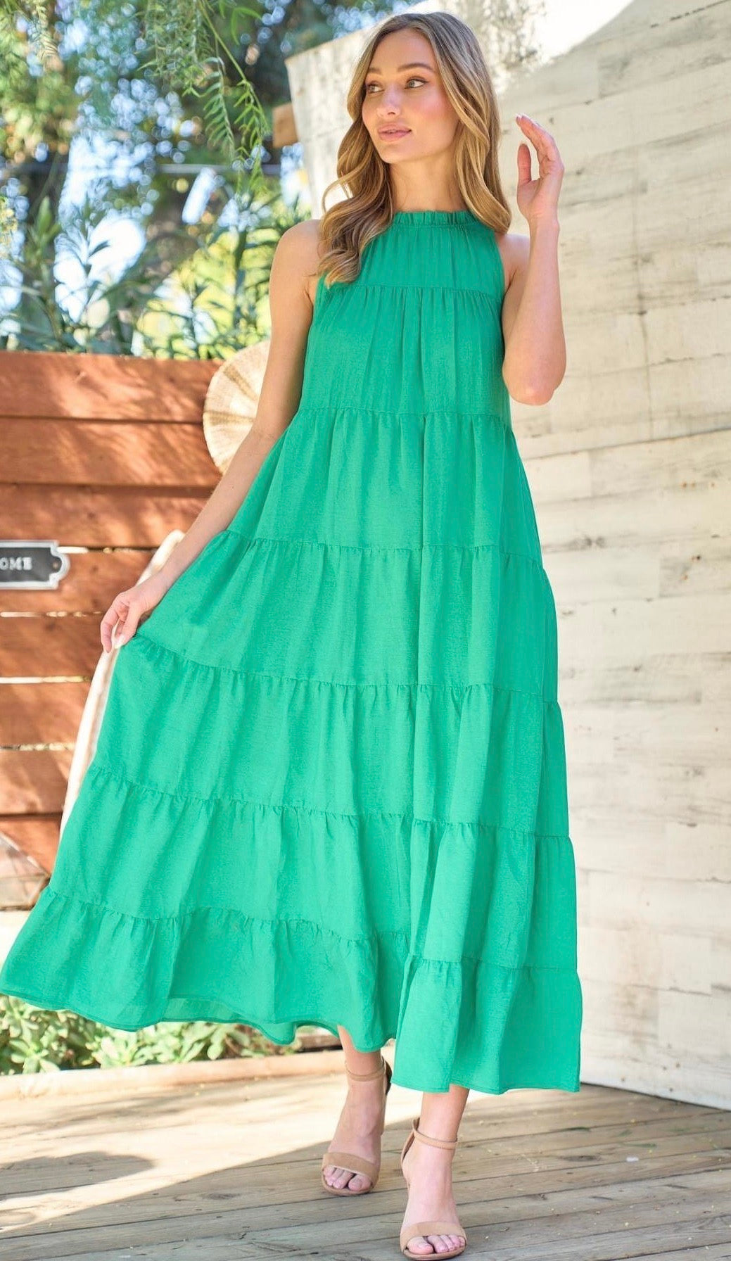 Julie Tiered Maxi Dress Kelly Green The Rock Box Store Julie Tiered Maxi Dress Kelly Green The Rock Box Store