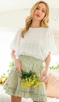 Libby Textured Dot Top Off White