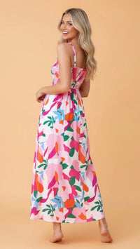 Belia Smocked Midi Dress Floral Candy