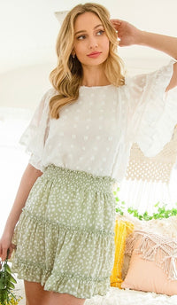 Libby Textured Dot Top Off White