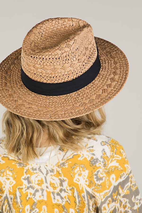 UBH048 Pattern Weave Straw Panama Tan