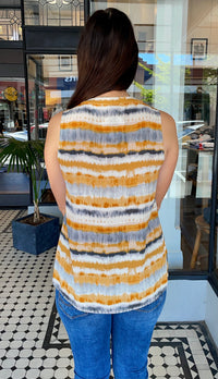 Tie Dye Embroidered Sleeveless Top Marigold