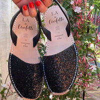 LA x Confetti Classic Avarcas Black Glitter