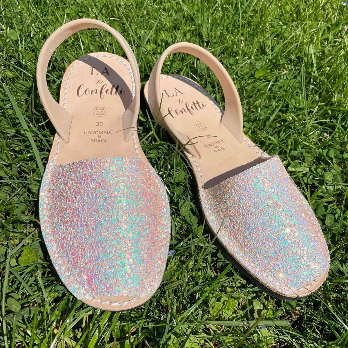 LA x Confetti Classic Avarcas Pearl Pink Glitter