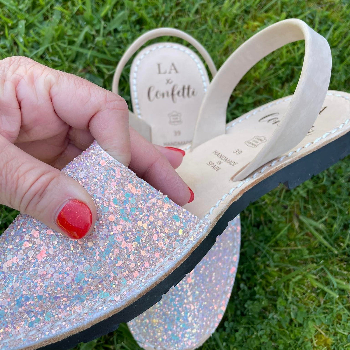 LA x Confetti Classic Avarcas Pearl Pink Glitter