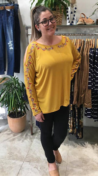 Romance Embroidered Top  MUSTARD