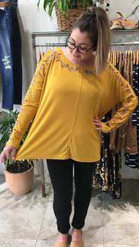 Romance Embroidered Top  MUSTARD