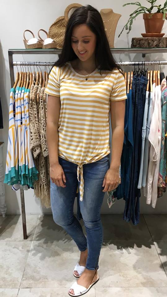 Minx Tie Front Top MUSTARD