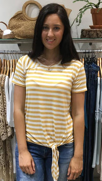 Minx Tie Front Top MUSTARD