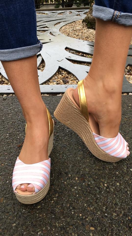 Lovelee Candy Pink Stripe Rope Wedge