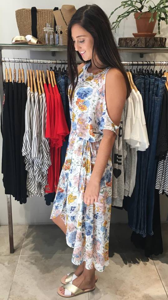 SoCal Cold Shoulder Dress  OFF WHITE