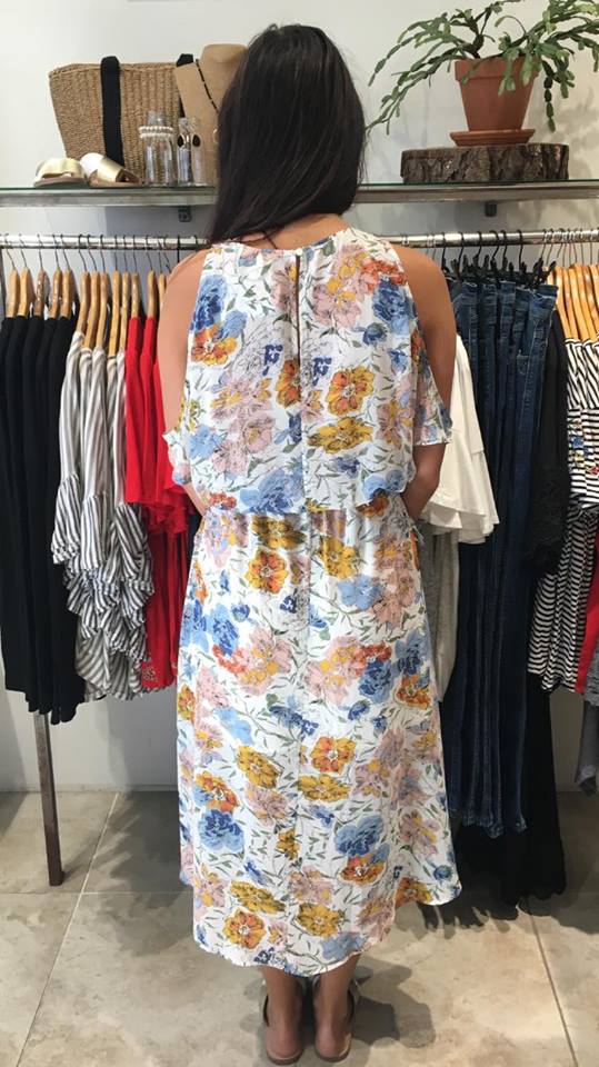 SoCal Cold Shoulder Dress  OFF WHITE