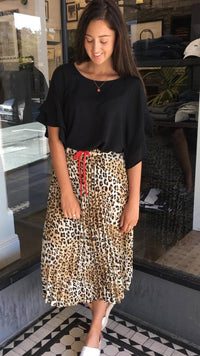 Jaz Ruffle Sleeve Top Black