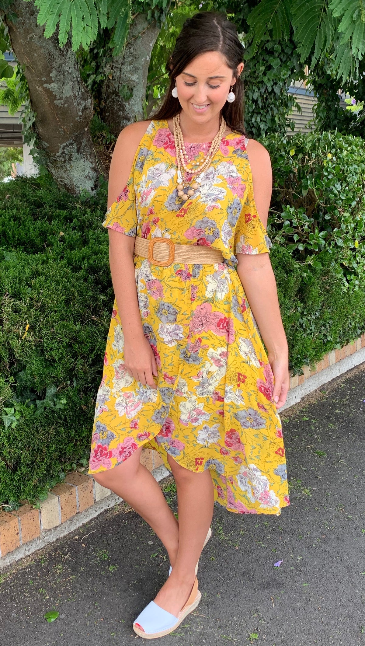 SoCal Cold Shoulder Dress  SUNSHINE