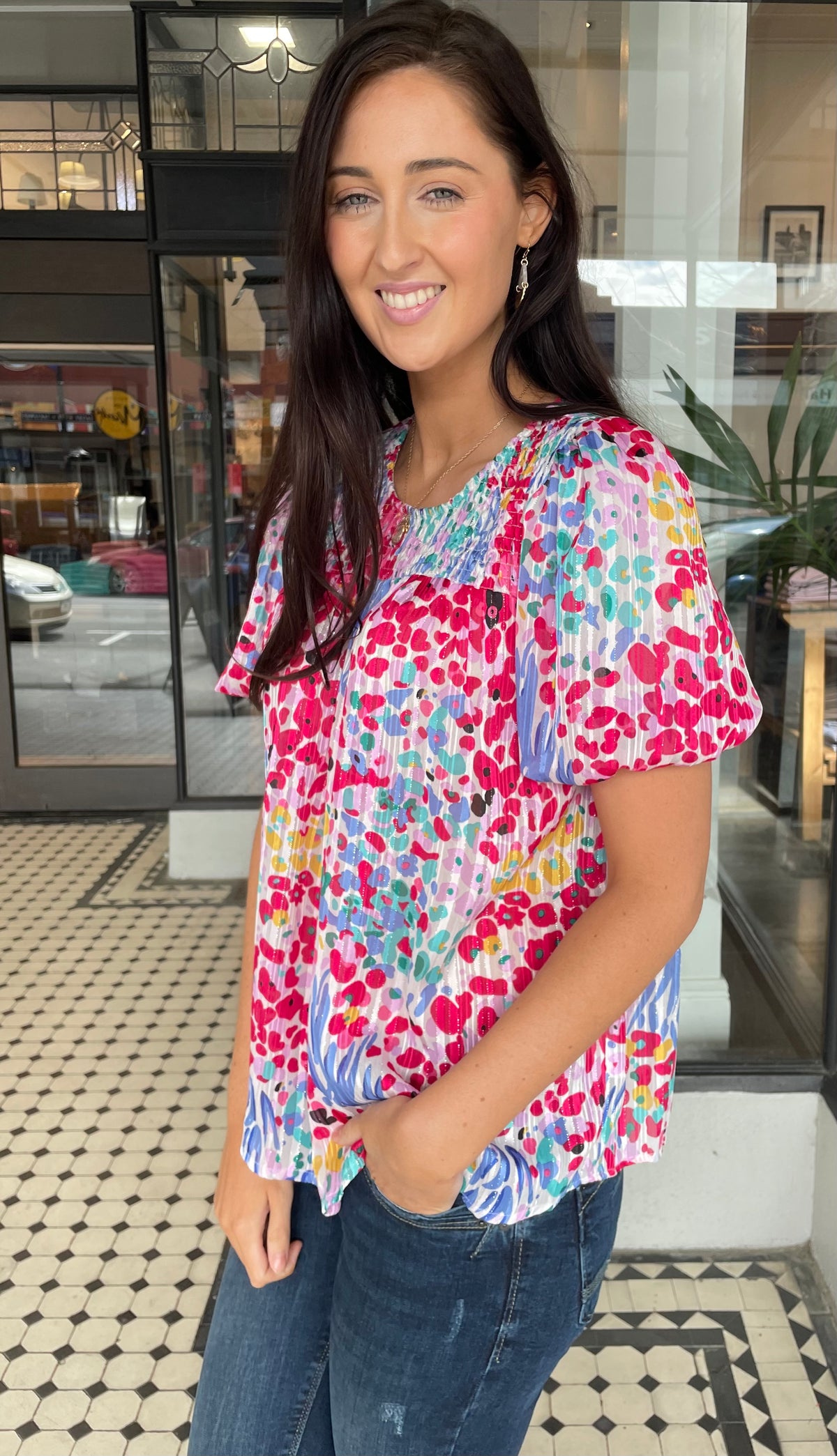 Laurel Puff Sleeve Top Berry