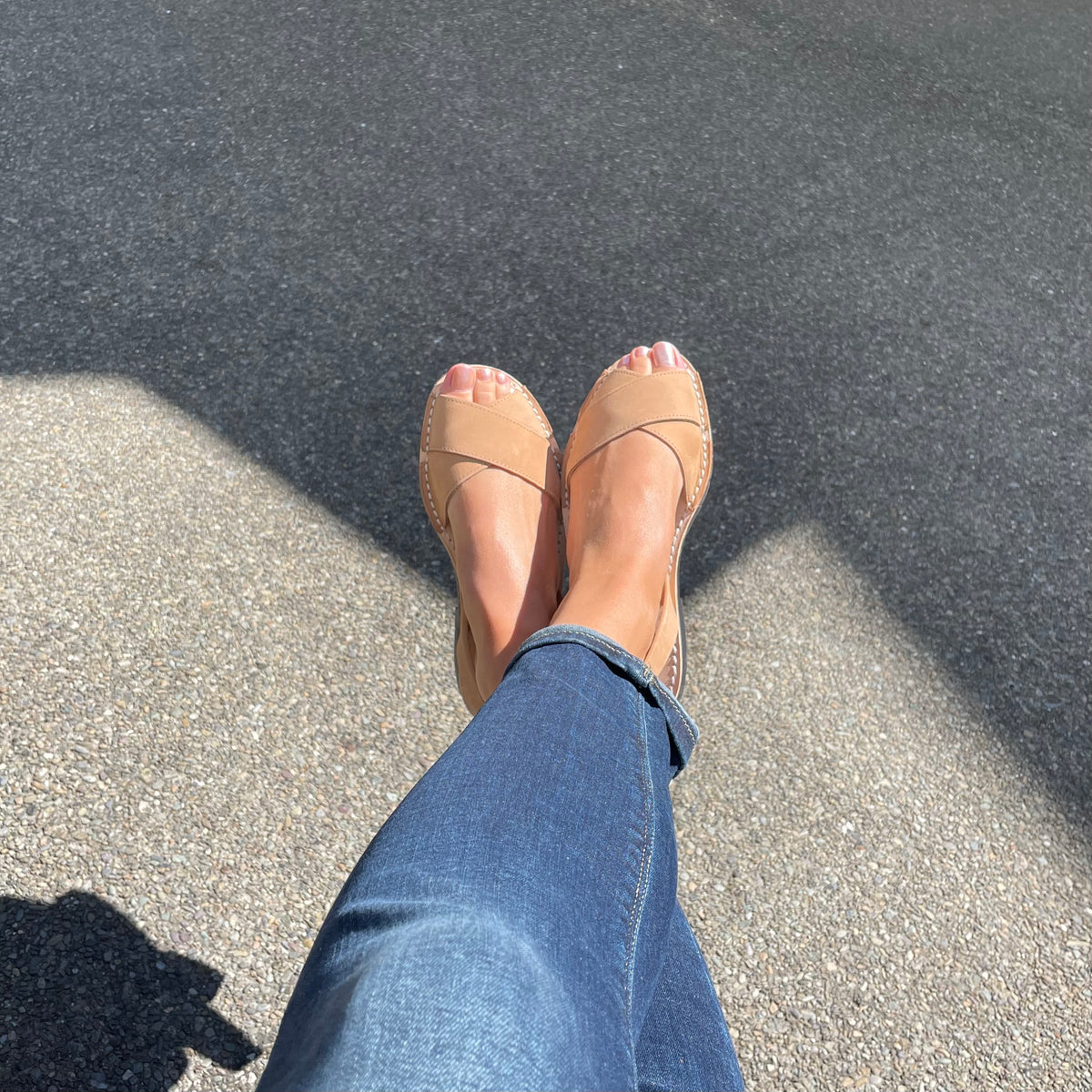 LA x Confetti Crossover Peep Toe Tan Nubuck