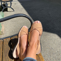 LA x Confetti Crossover Peep Toe Tan Nubuck