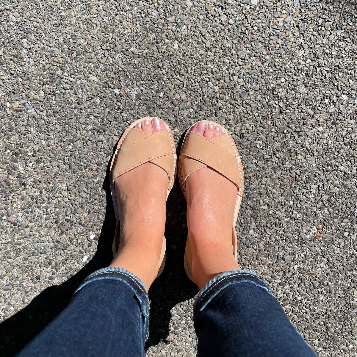 LA x Confetti Crossover Peep Toe Tan Nubuck