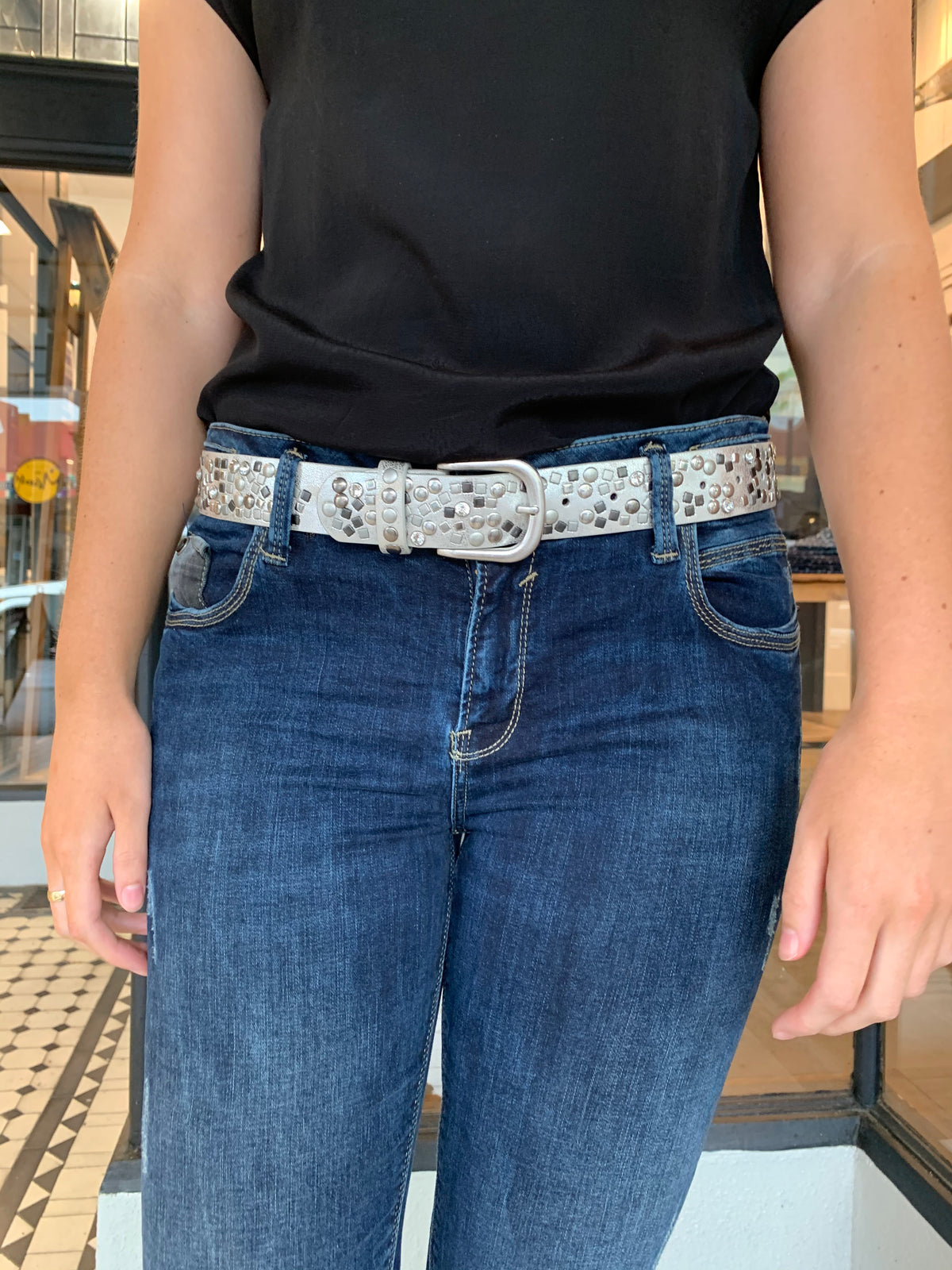 Multi Studded Belt Silver