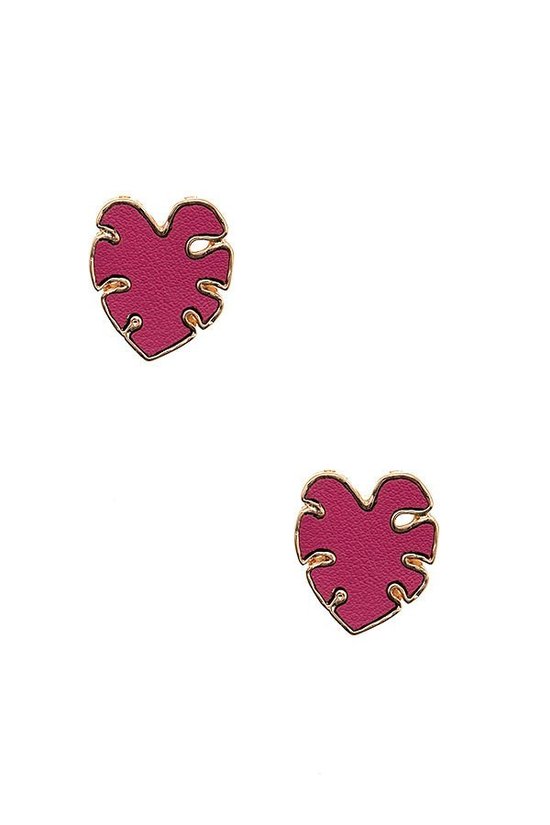 UBS030 Monstera Studs Fuchsia