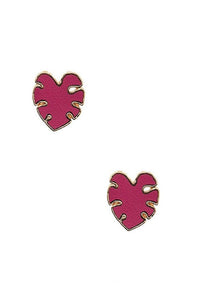 UBS030 Monstera Studs Fuchsia