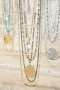 FMN092 Pearl Drop Necklace Multi