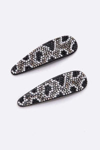 HA023 Diamante Clips Black