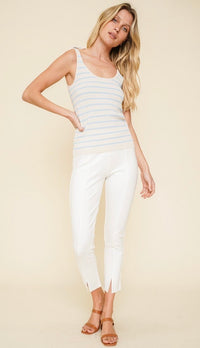 Tilly Tie Shoulder Knit Tank Cream/Blue