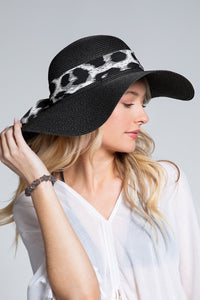 UBH042 Animal Bow Floppy Sun Hat Black