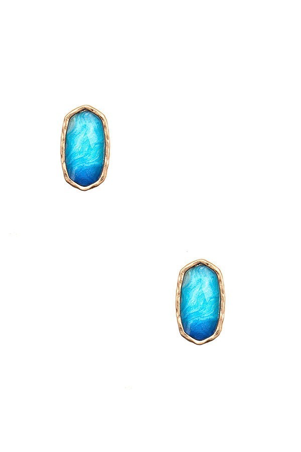 UBS027 Big Oval Studs Blue