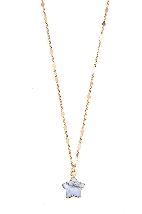 FMN062 White Howlite Heart Necklace