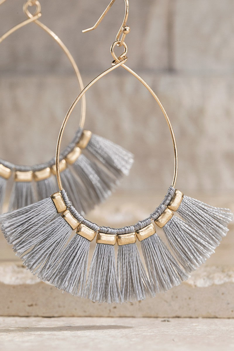 FME217 Tear Drop Tassel Grey